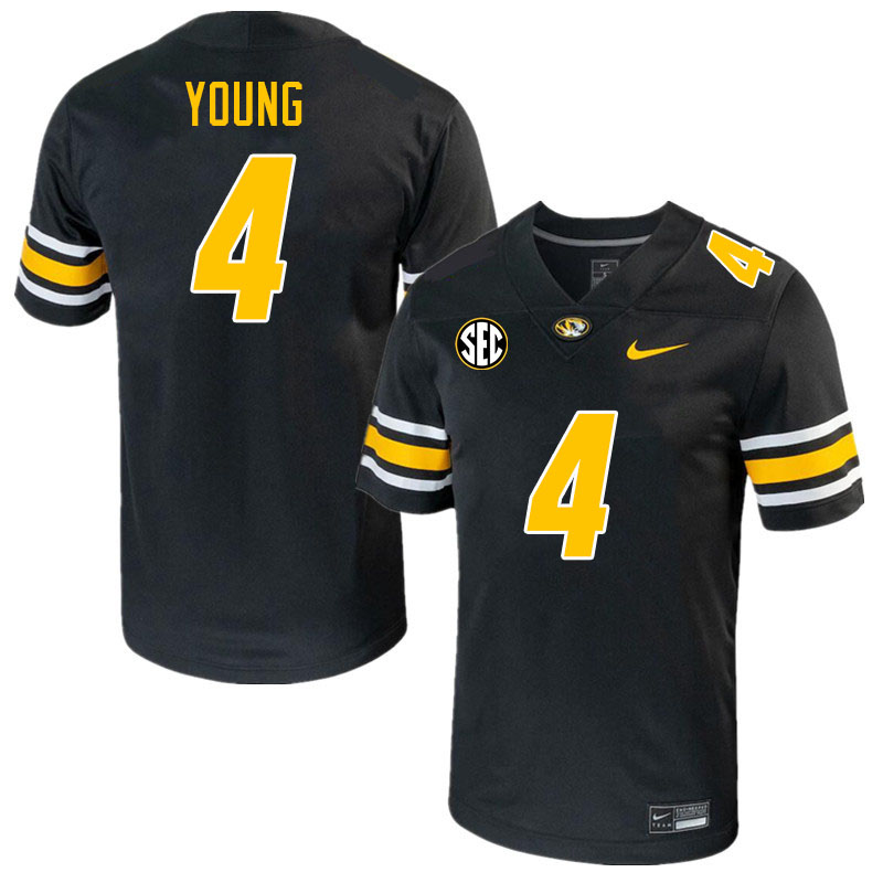 Men #4 Elijah Young Missouri Tigers College 2023 Football Stitched Jerseys Sale-Black